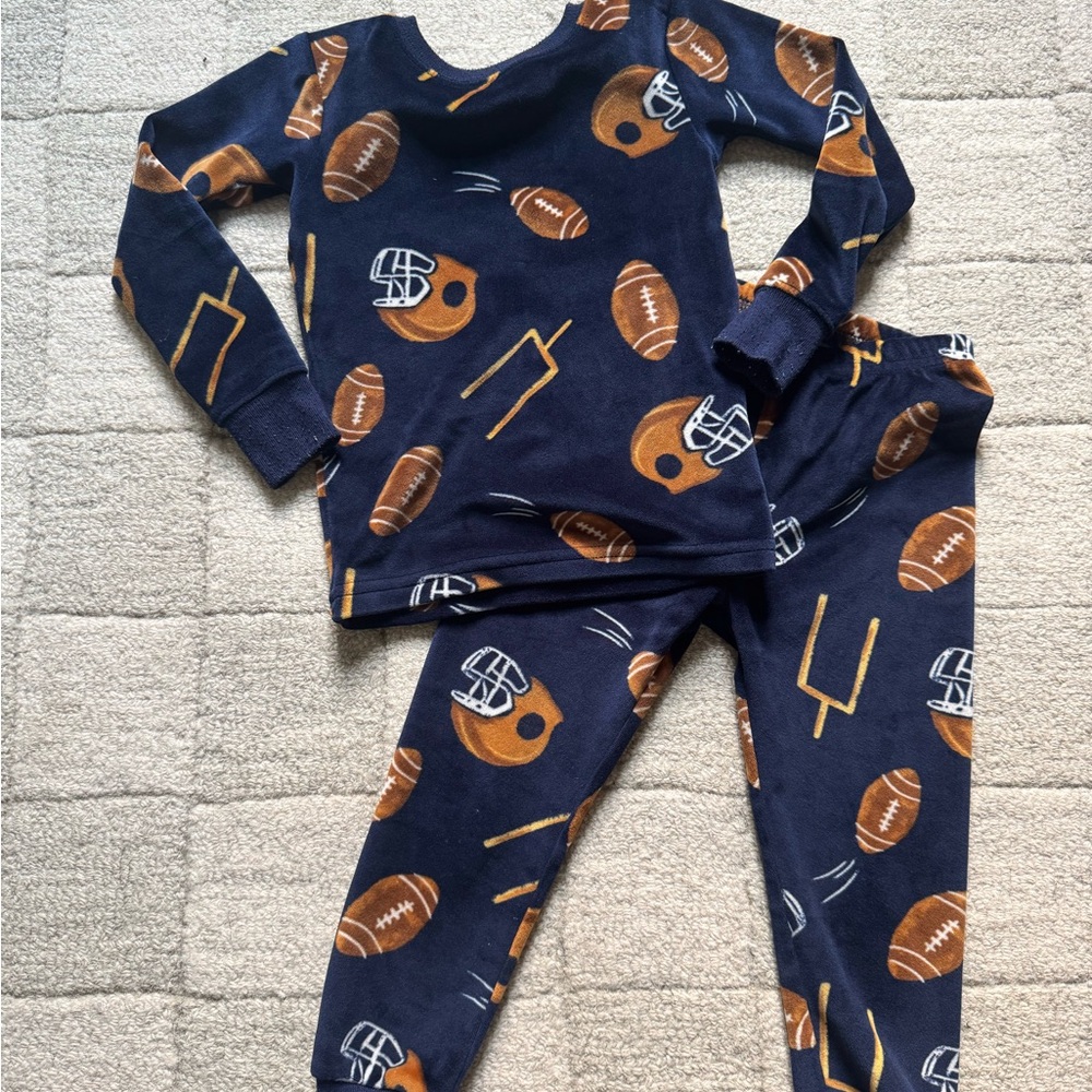 Toddler Navy Football Print Pajama Set 2T